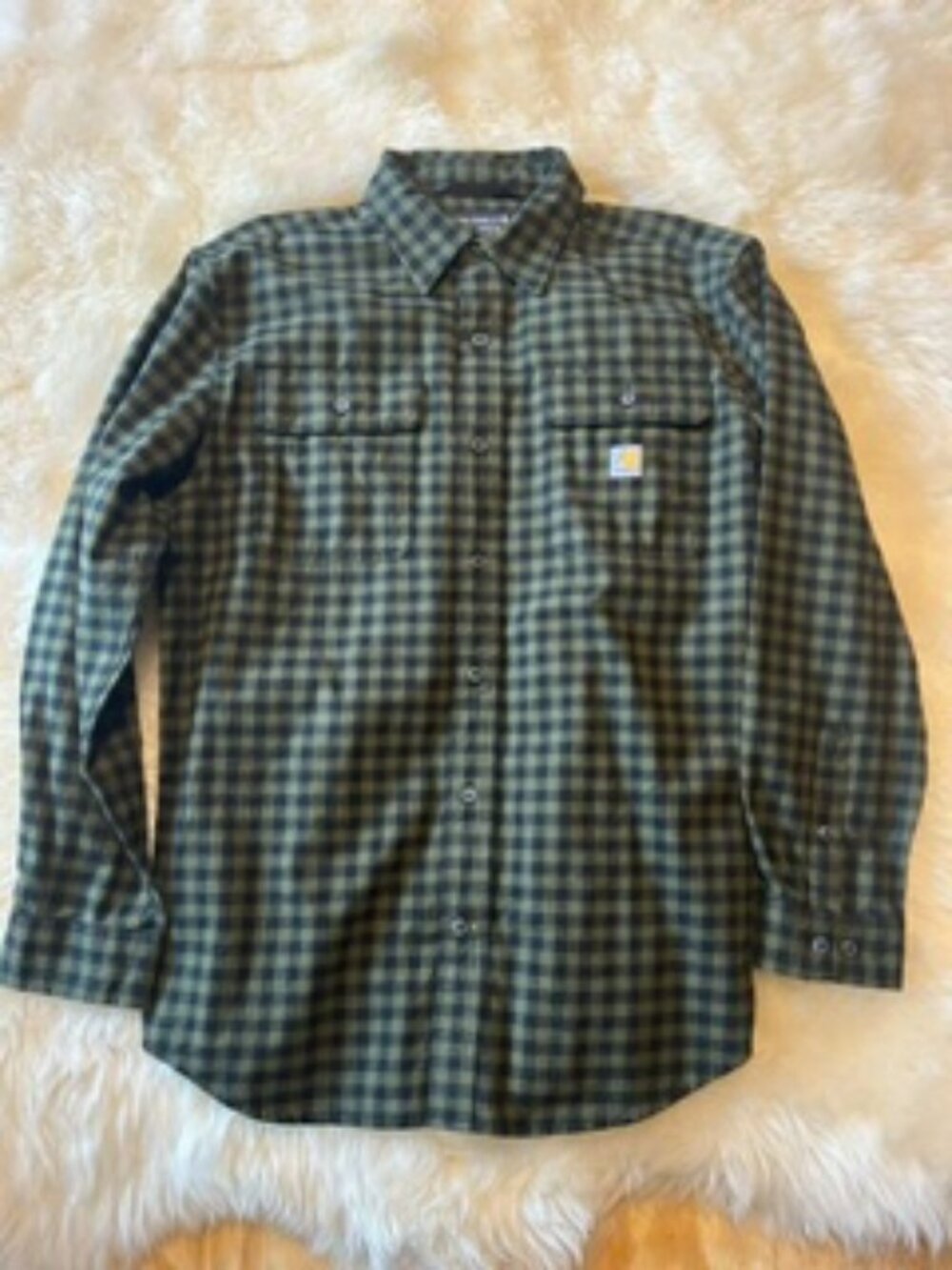 Carhartt Flannel, new never worn, green/blue, size medium